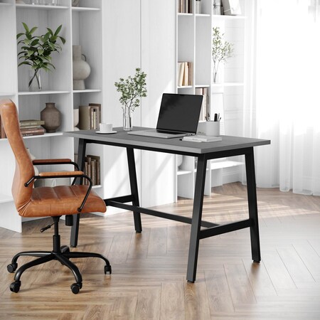 Flash Furniture Redmond 48x24 Conf Tbl w/1in. Thick Dbl Sided Laminate Tbl Top w/PVC and A-Frame Steel Bse, Gry Oak MT-M4824-LTGRY-ABF-GG